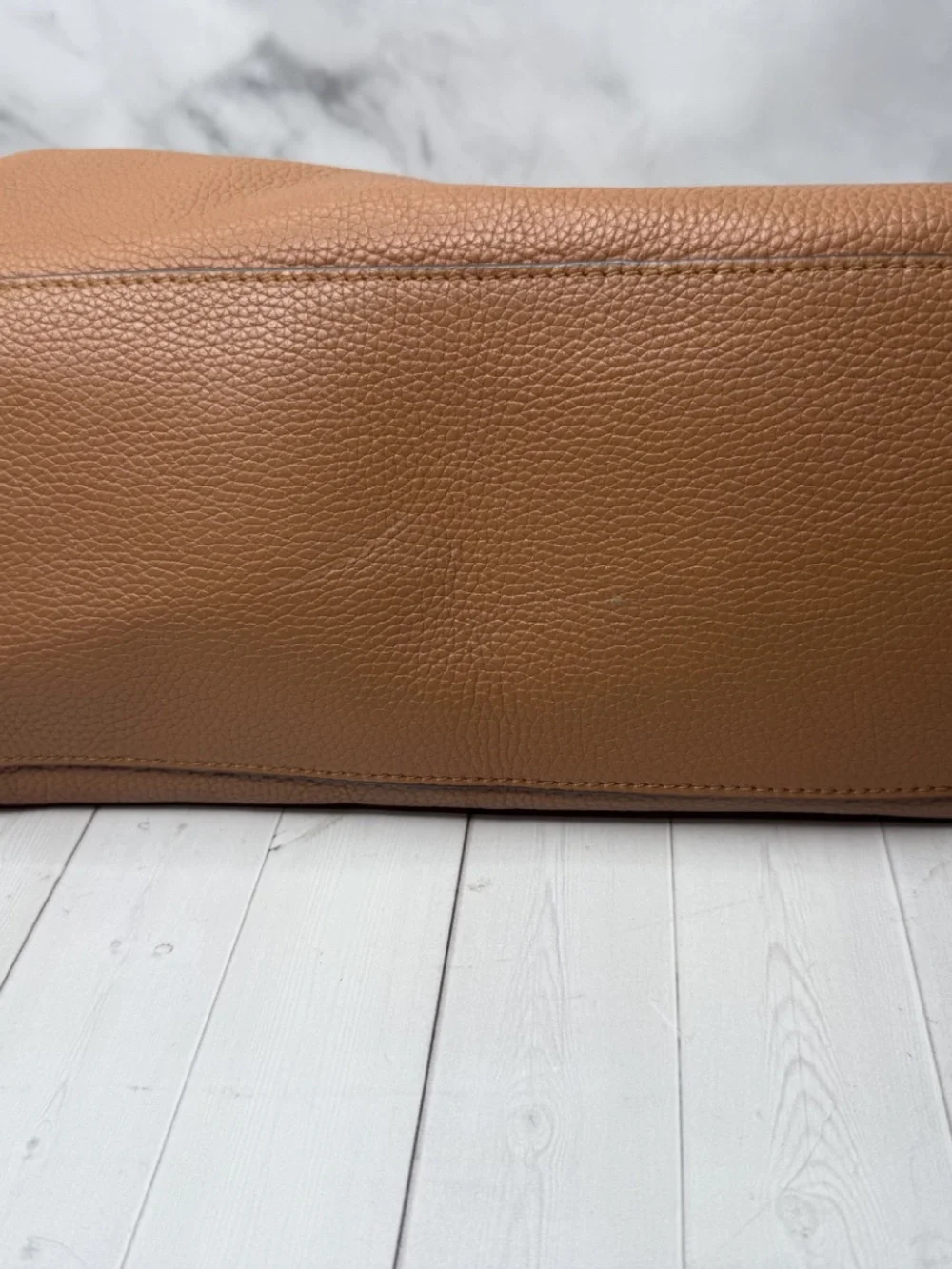 TORY BURCH Britten Triple Compartment Cognac Caramel Tote Bag Gold Chain
